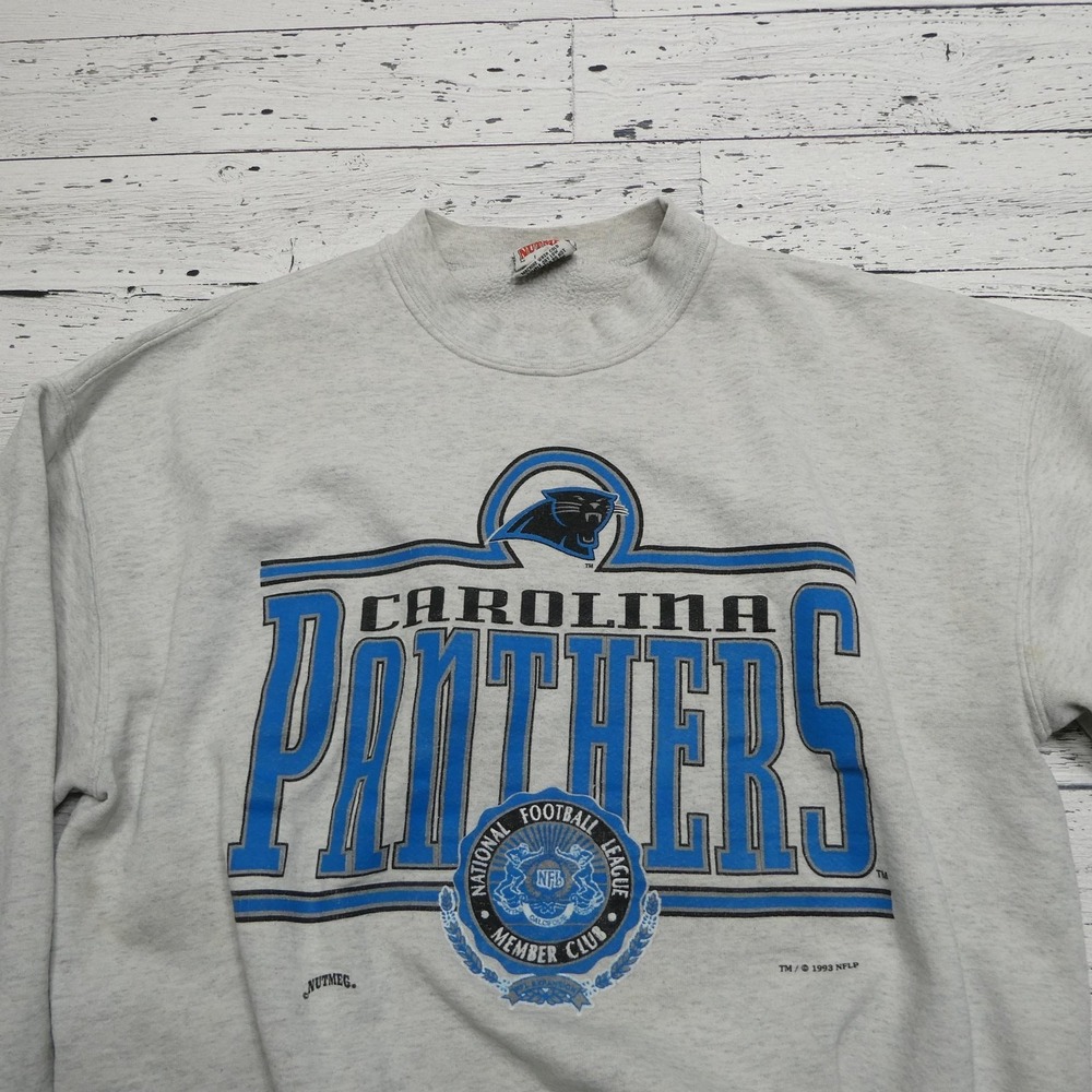 Vintage Carolina Panthers Sweatshirt Mens XL Gray NFL Football Nutmeg Mills 90s
